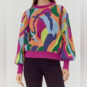 Jodifl Colorful Abstract Women's Sweater New Small